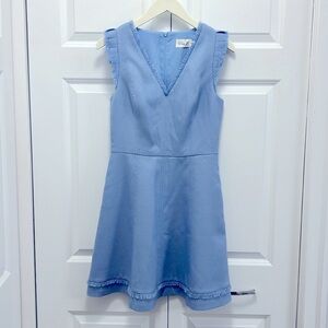 Eliza J sleeveless fringe trim A-Line dress.